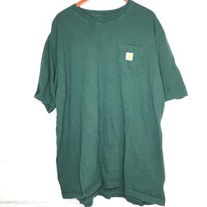 Carhartt Mens Size 3XLT Faded Heavy Cotton Original Fit Pocket T-Shirt Green